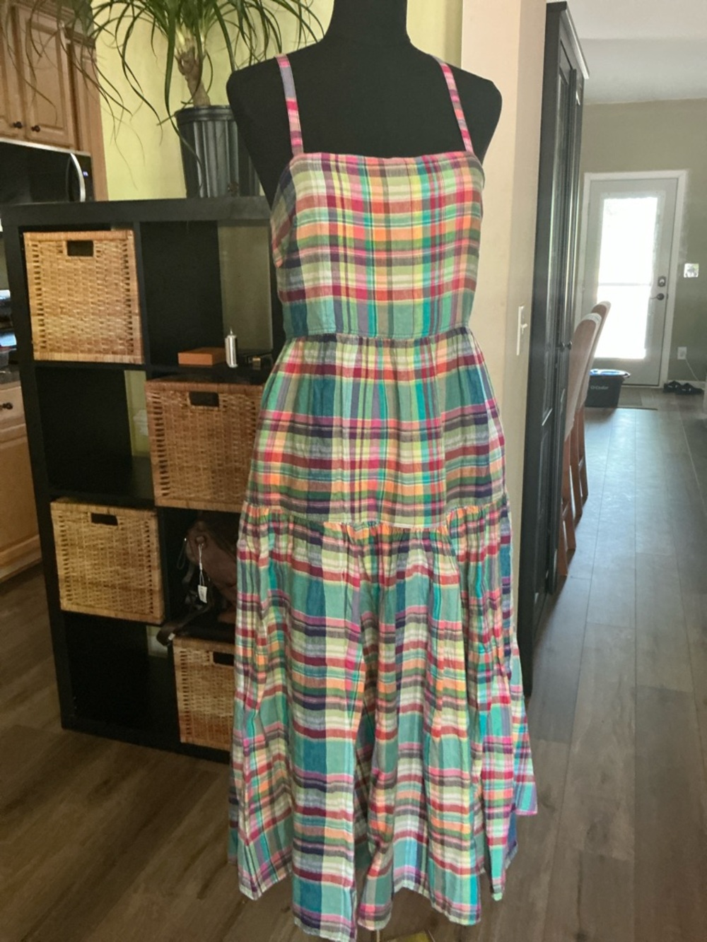 Ralph Lauren Plaid Linen Midi Dress - SIZE 2 - Picture 9 of 15